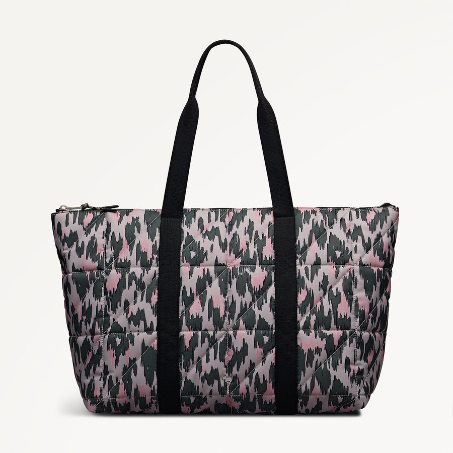 Danesfield Leopard Fabric Large Ziptop Tote Bag in Hunter Green - 112761