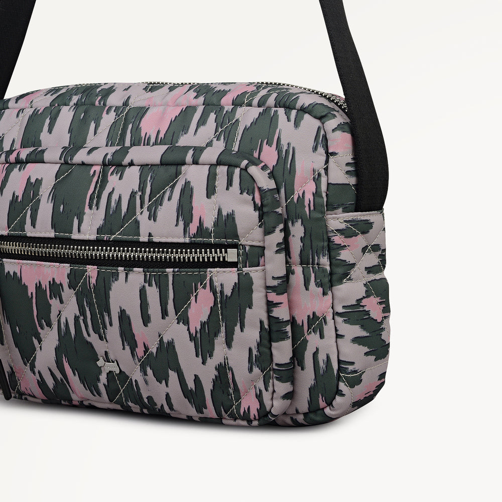 Danesfield Leopard Fabric Small Ziptop Cross Body Bag in Hunter Green - 112762