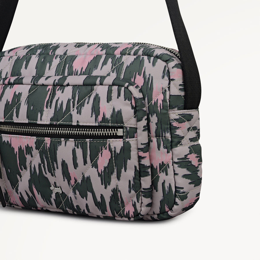 Danesfield Leopard Fabric Small Ziptop Cross Body Bag in Hunter Green - 112762