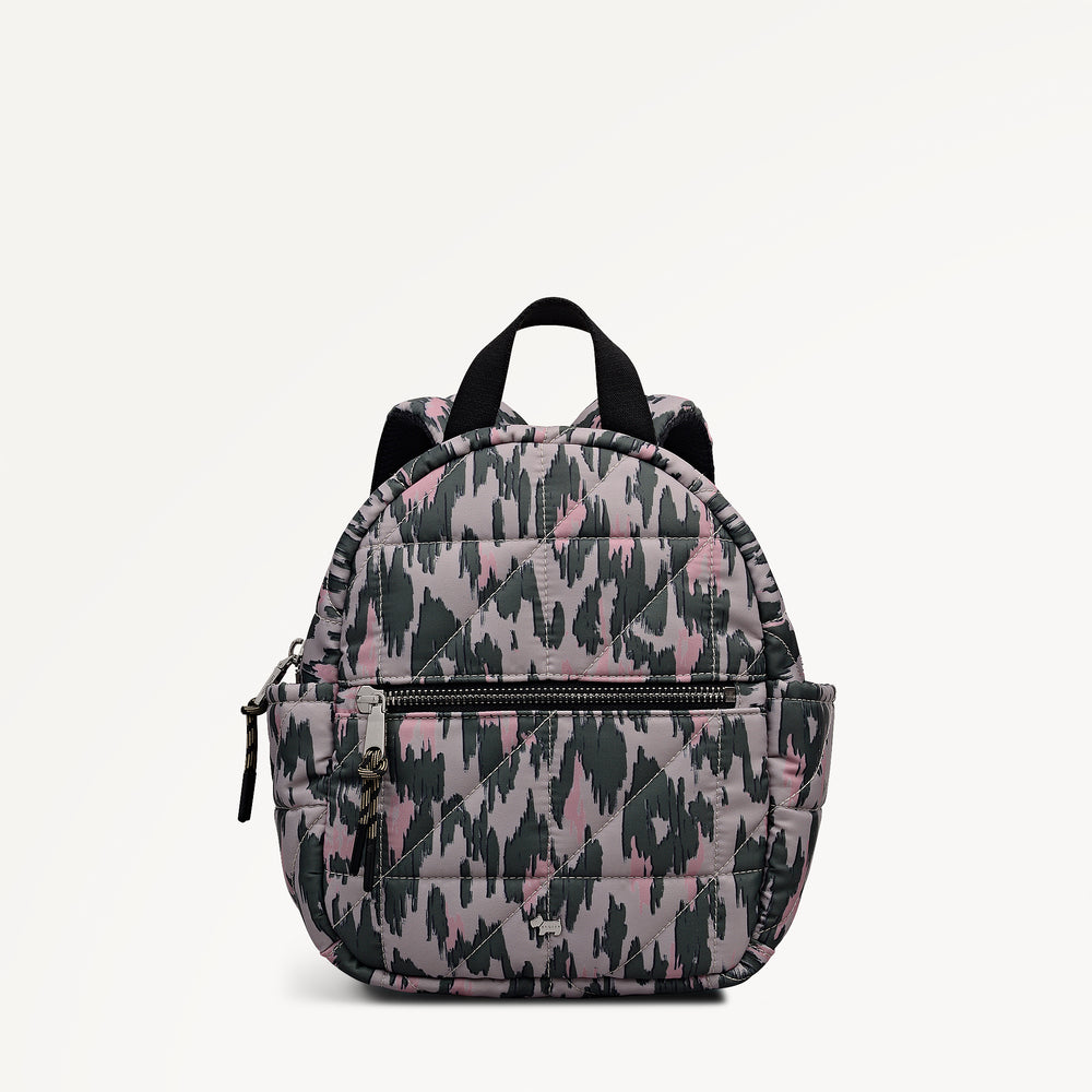 Danesfield Leopard Fabric Mini Zip Around Backpack in Hunter Green - 112763