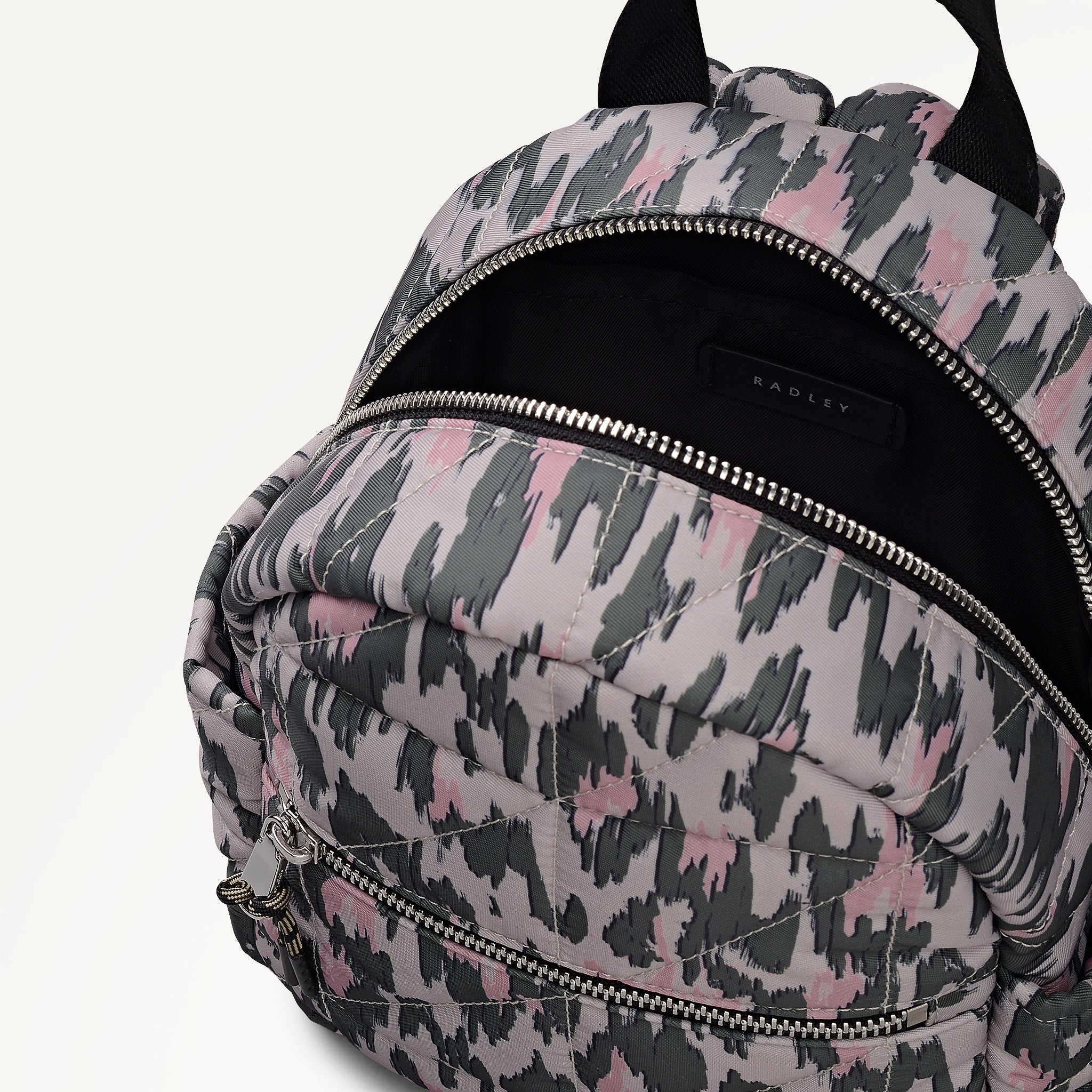 Danesfield Leopard Fabric Mini Zip Around Backpack in Hunter Green - 112763