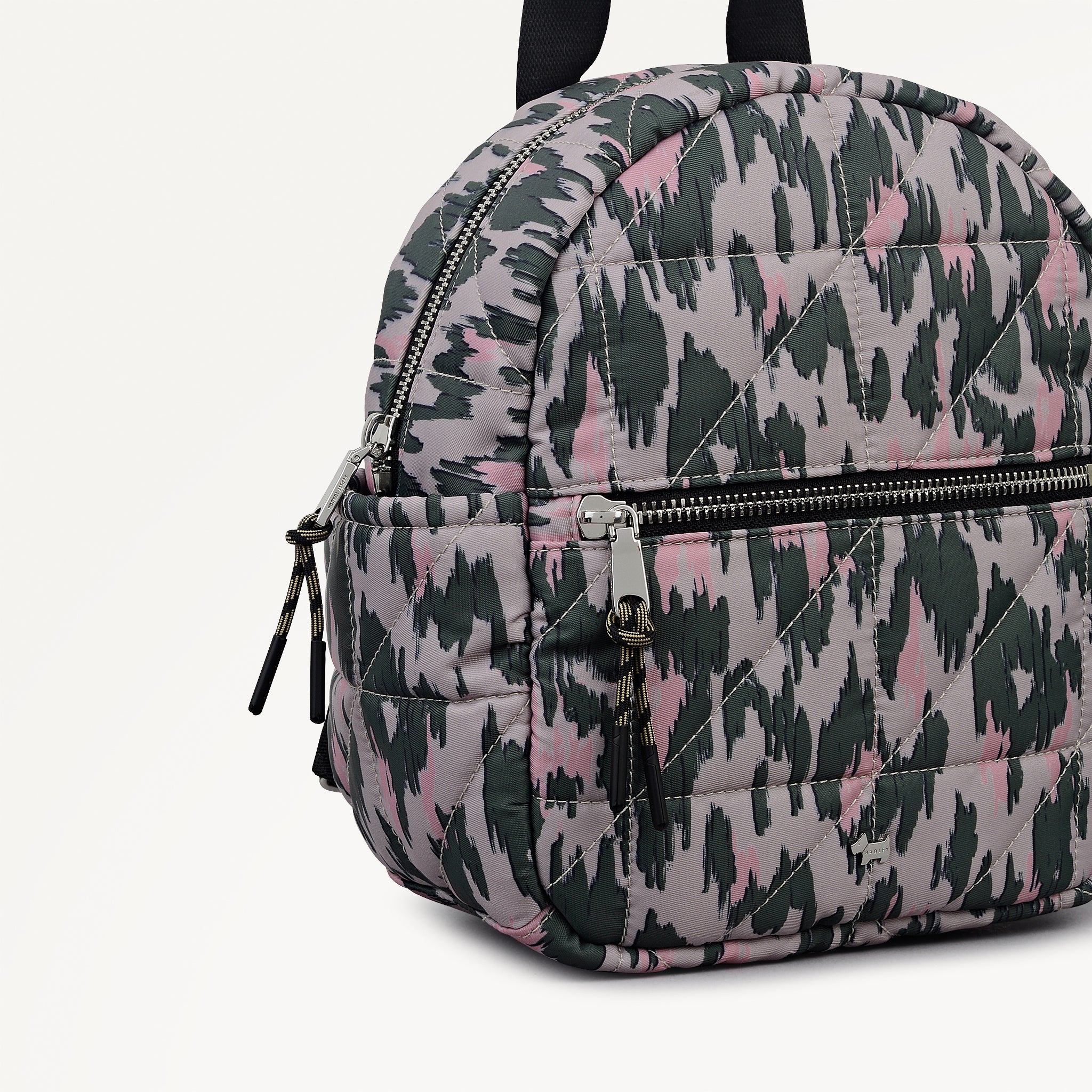 Danesfield Leopard Fabric Mini Zip Around Backpack in Hunter Green - 112763