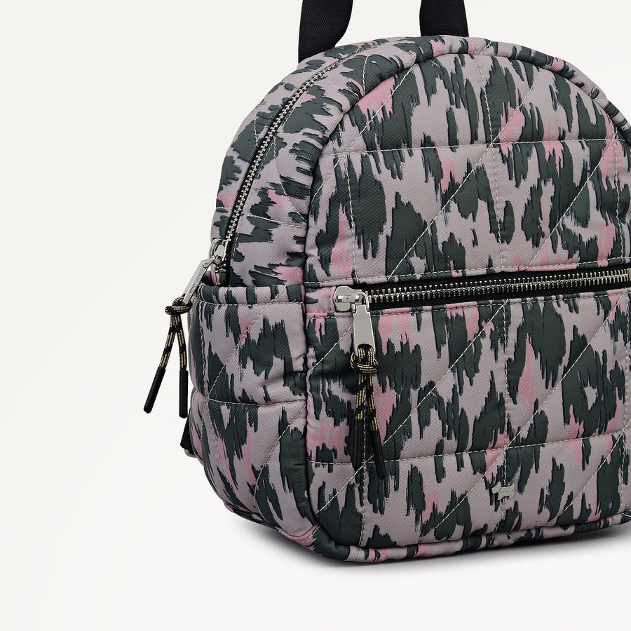 Danesfield Leopard Fabric Mini Zip Around Backpack in Hunter Green - 112763