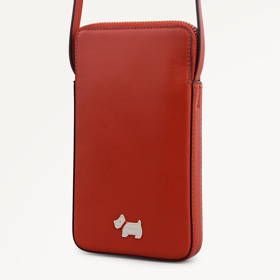 Heritage Radley - Protect Leather Medium Phone Cross Body Bag in Flame - 112764