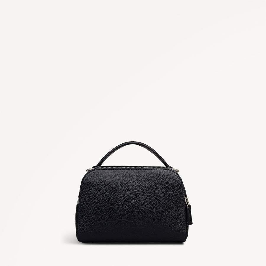 Nature Blooms Leather Small Ziptop Cross Body Bag in Black - 112766