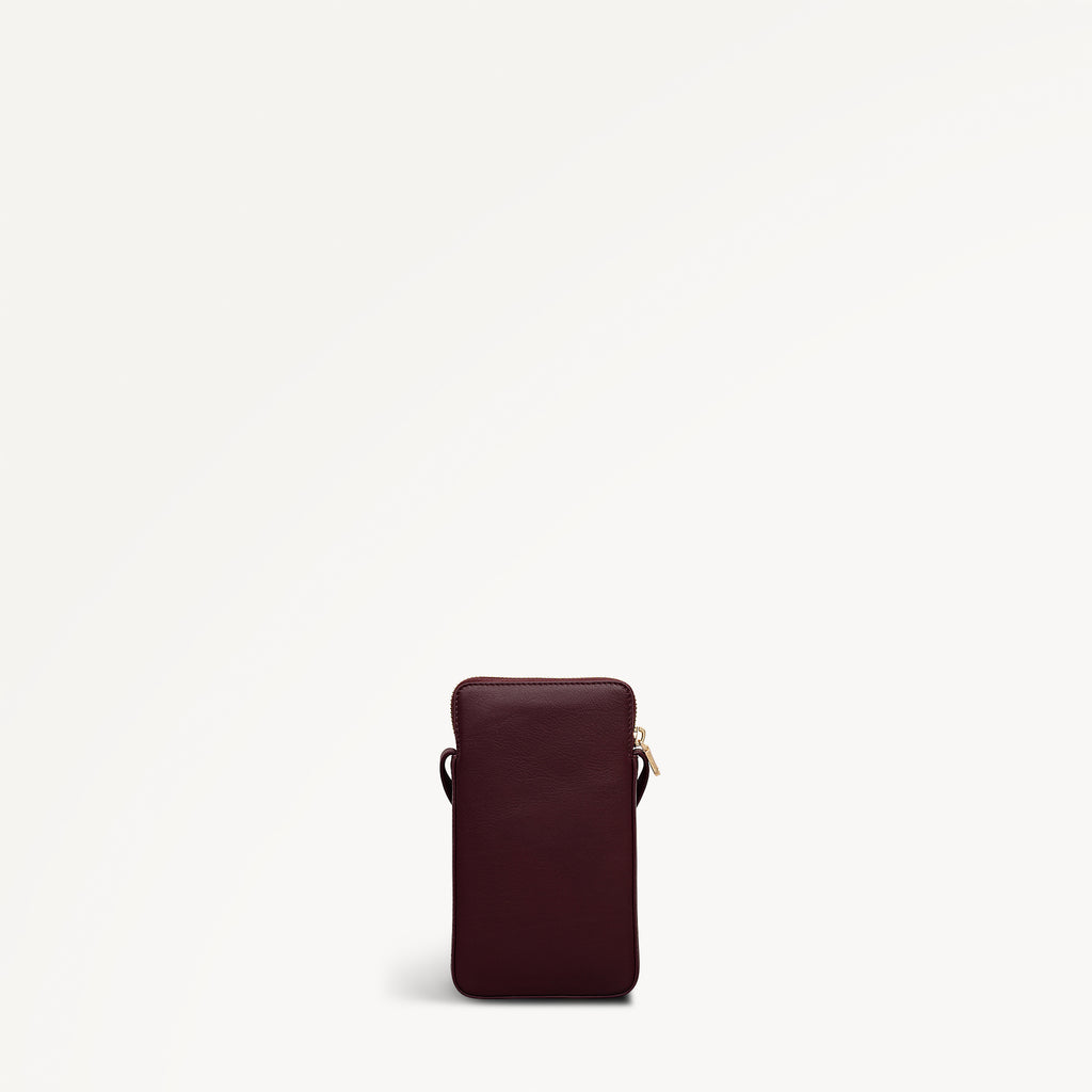 It's Written In The Snowflakes Leather Medium Phone Cross Body Bag in Dark Cherry - 112768
