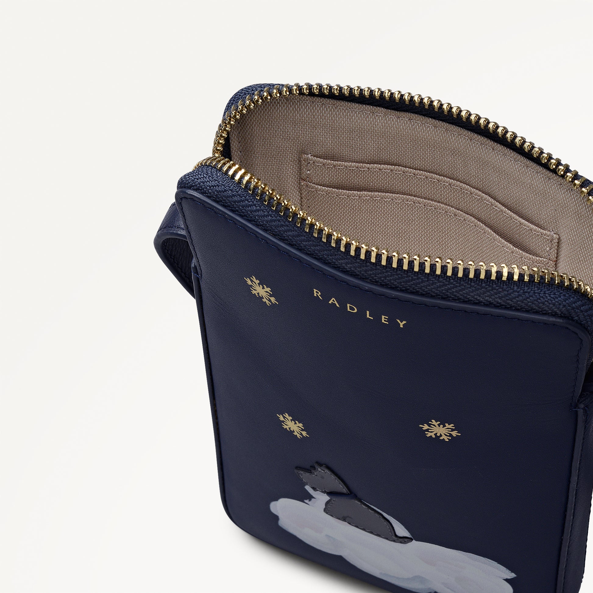 It's Written In The Snowflakes Leather Medium Phone Cross Body Bag in Dark Blue - 112769