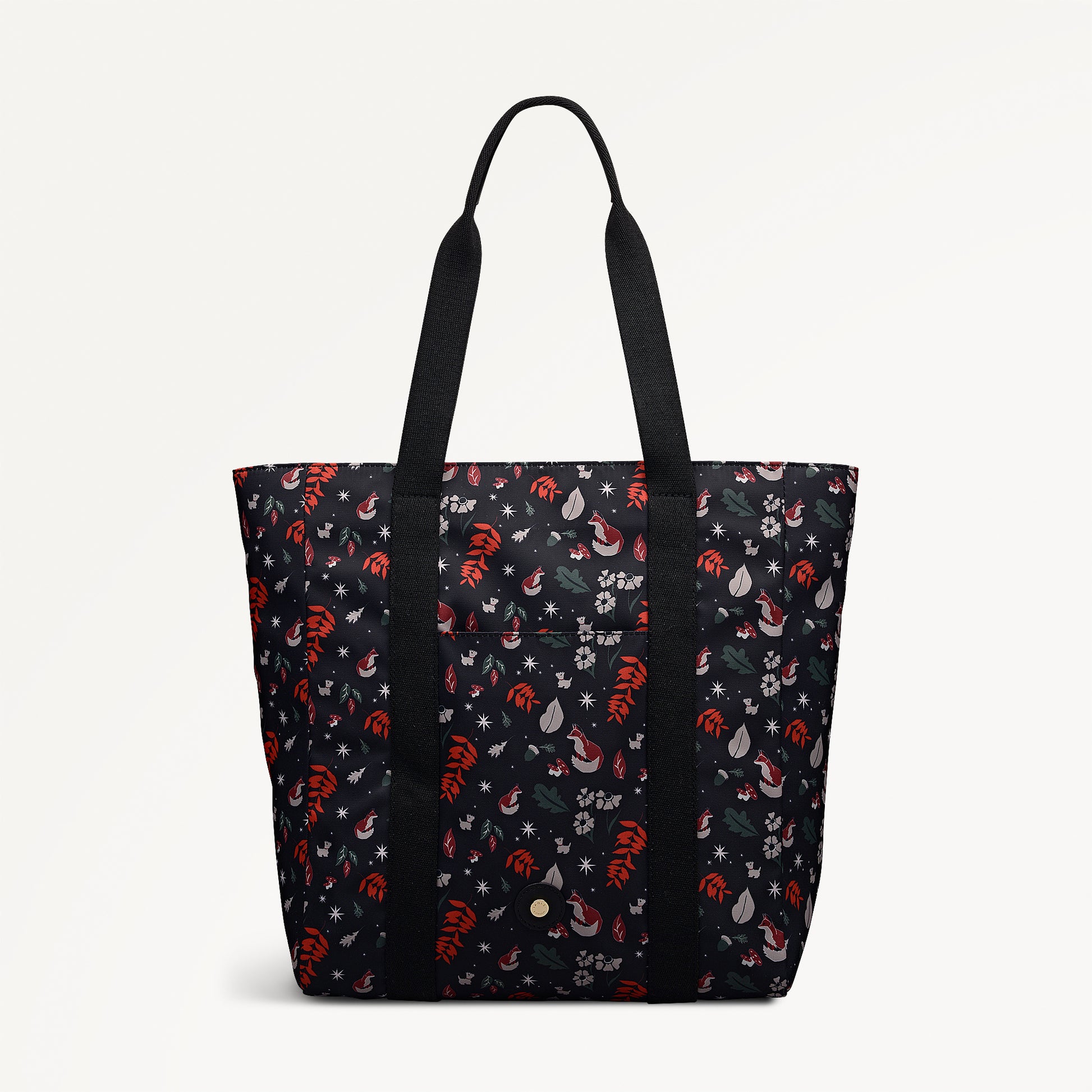Holly Avenue Fox Fabric Medium Ziptop Tote Bag in Black - 112770