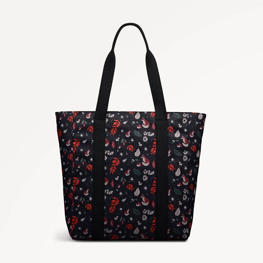 Holly Avenue Fox Fabric Medium Ziptop Tote Bag in Black - 112770