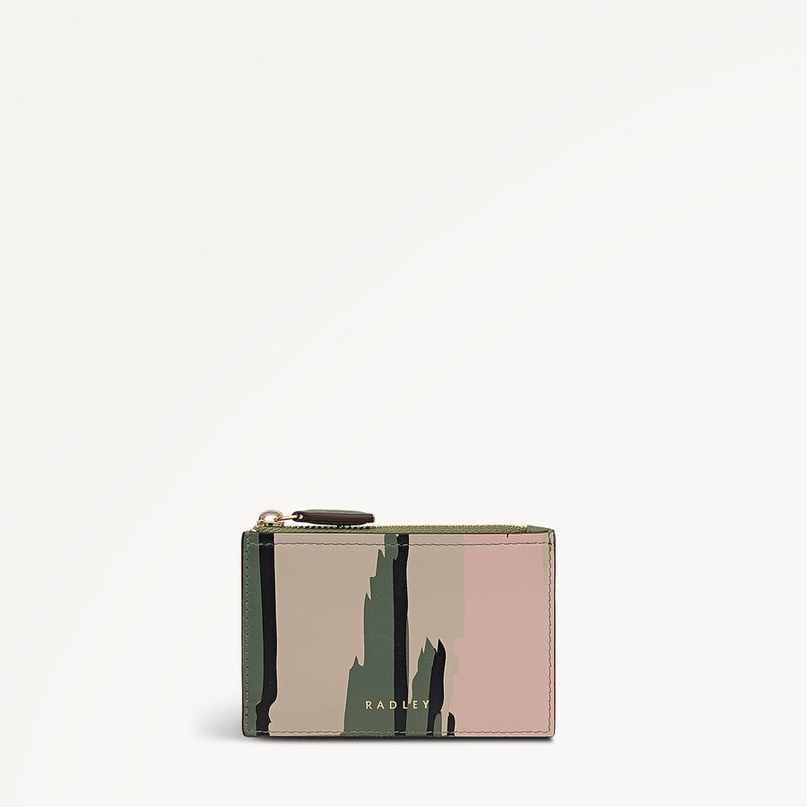 Abstract Animal Leather Small Ziptop Coin Purse in Hunter Green - 112784