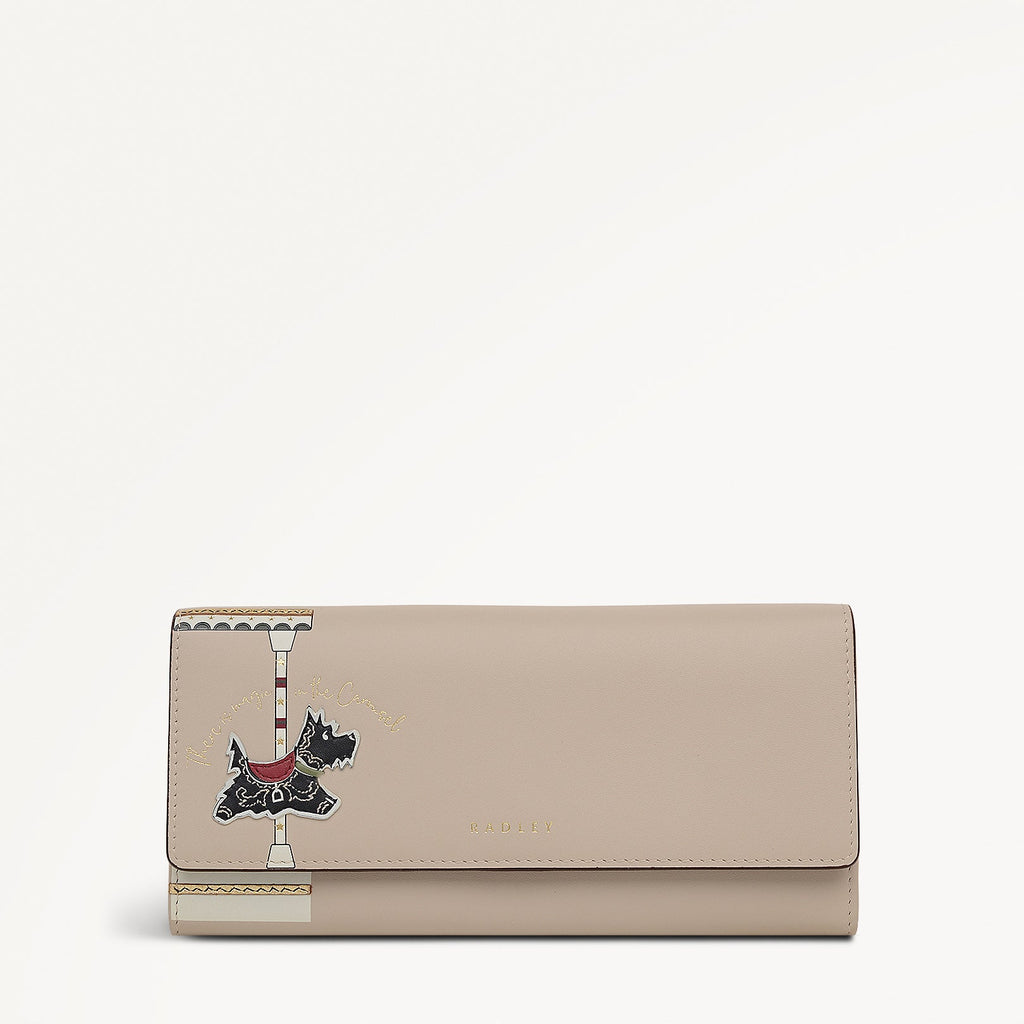 Magic Carousel Leather Large Flapover Wallet in Porcini - 112787
