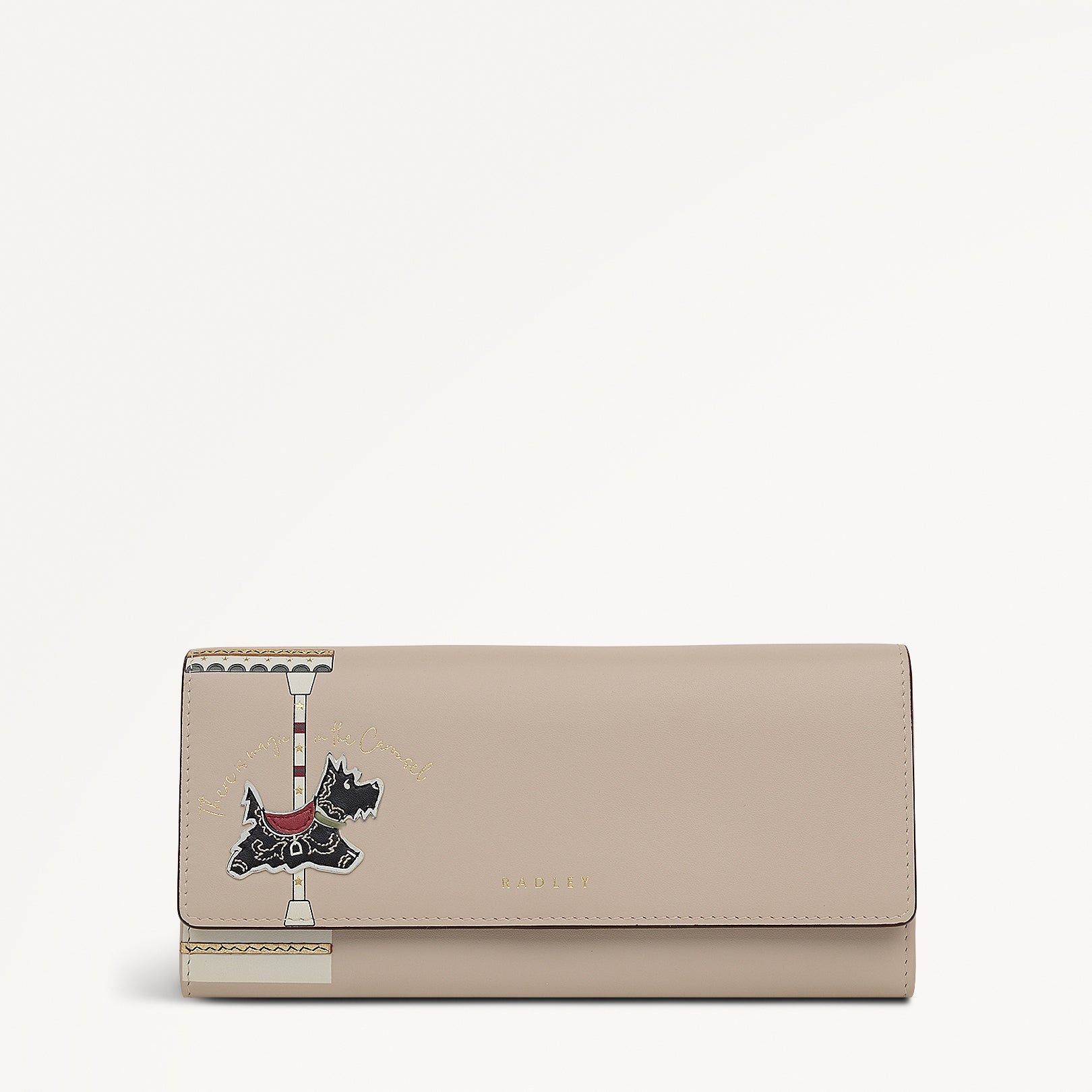 Magic Carousel Leather Large Flapover Wallet in Porcini - 112787