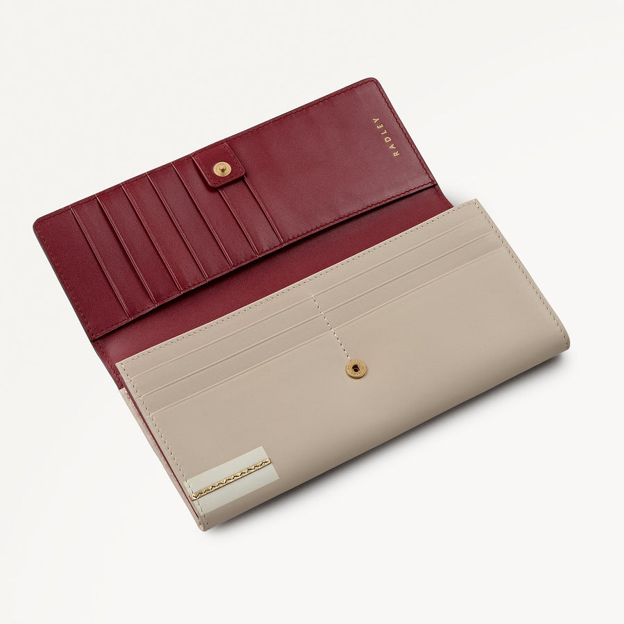 Magic Carousel Leather Large Flapover Wallet in Porcini - 112787