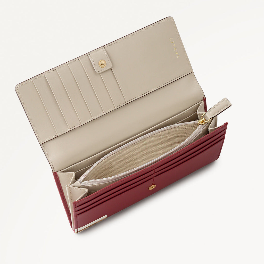 Magic Carousel Leather Large Flapover Wallet in Carmine - 112789