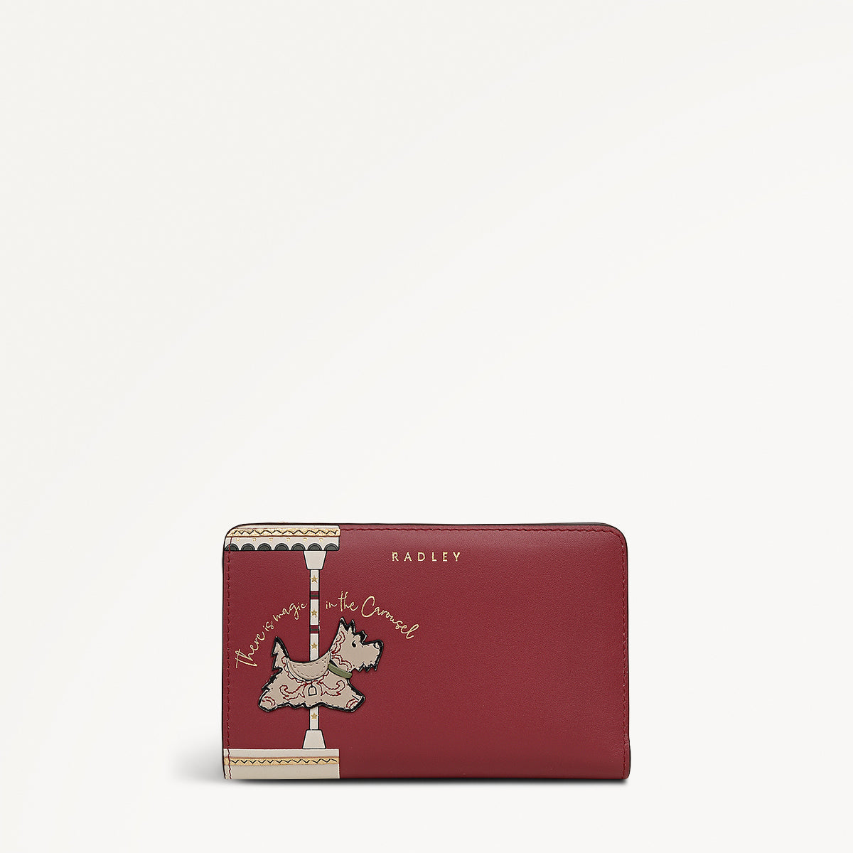 Magic Carousel Leather Medium Bifold Wallet in Carmine - 112790