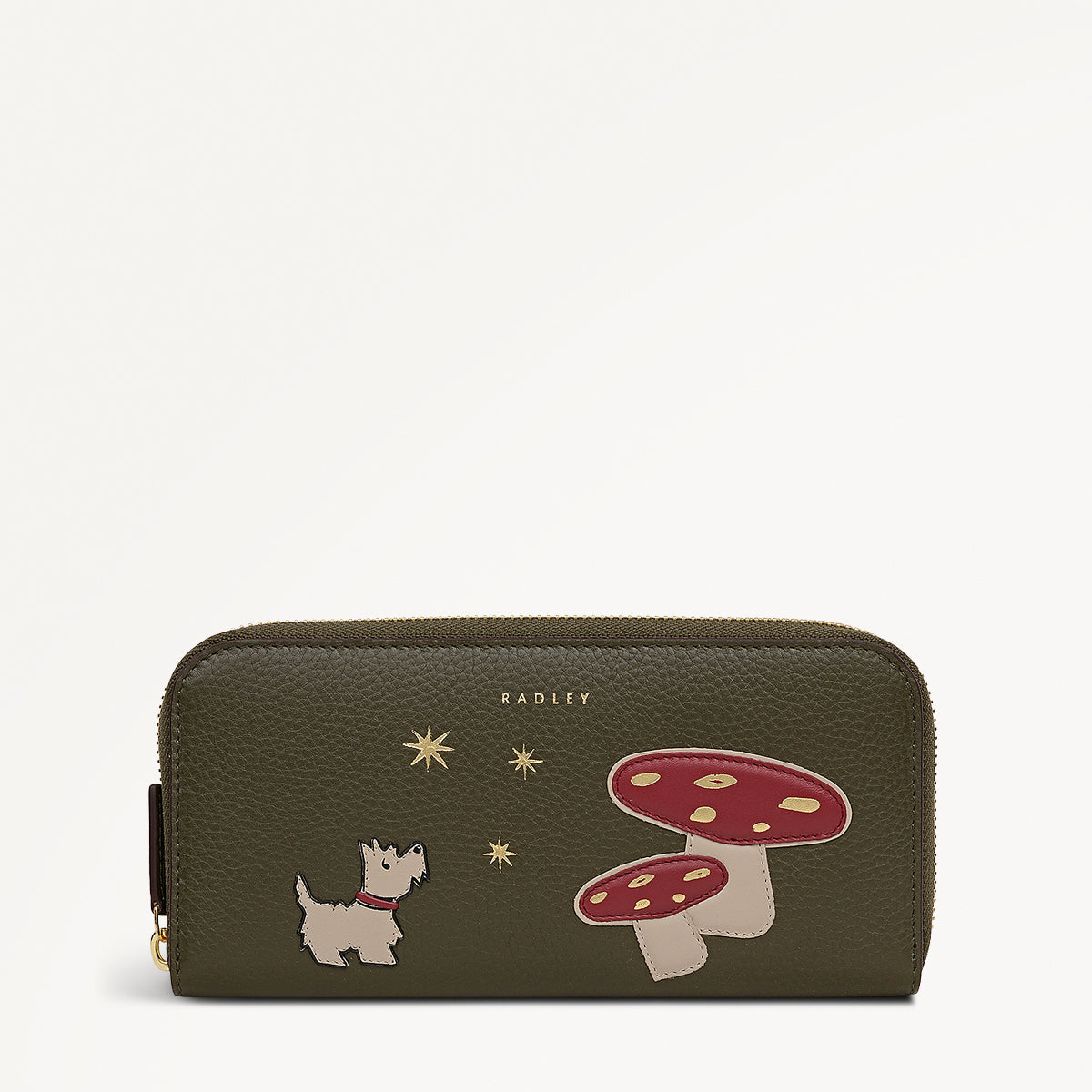 Mushroom Mate Leather Large Zip Around Wallet in Pine Needle - 112792