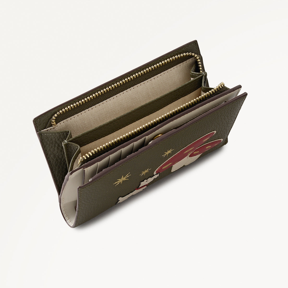 Mushroom Mate Leather Medium Bifold Wallet in Pine Needle - 112793