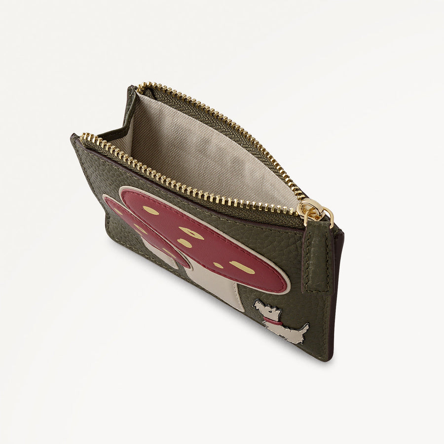 Mushroom Mate Leather Small Ziptop Coin Purse in Pine Needle - 112794