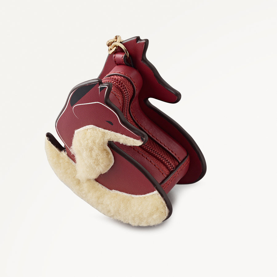 Fleeting Fox Leather Small Coin Purse in Carmine - 112799