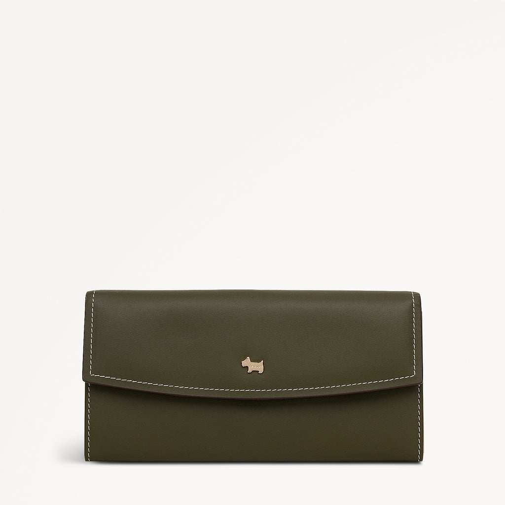 Liverpool Gardens Leather Large Flapover Wallet in Pine Needle - 112801