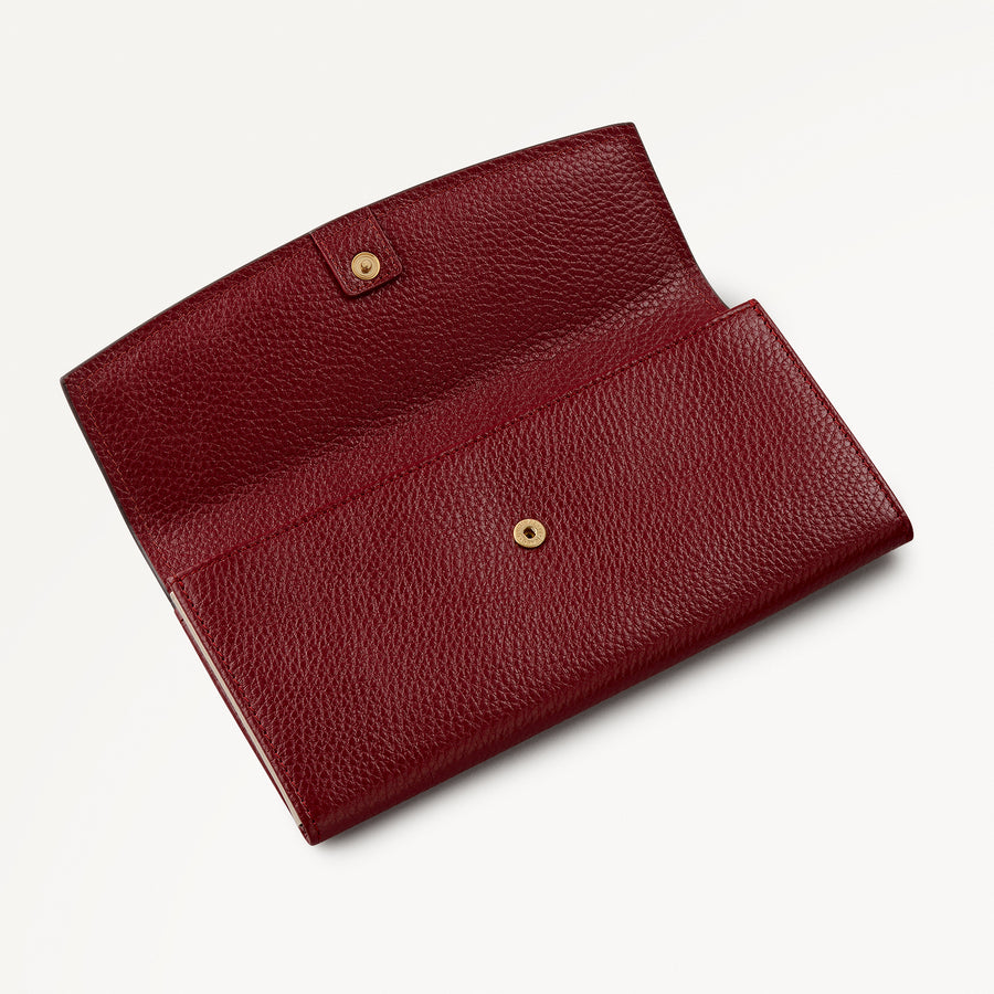 Liverpool Gardens Leather Large Flapover Wallet in Carmine - 112804
