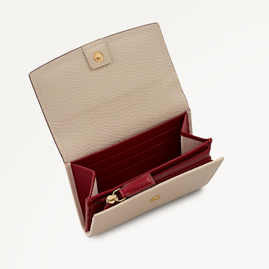 Liverpool Gardens Leather Medium Flapover Wallet in Porcini - 112806