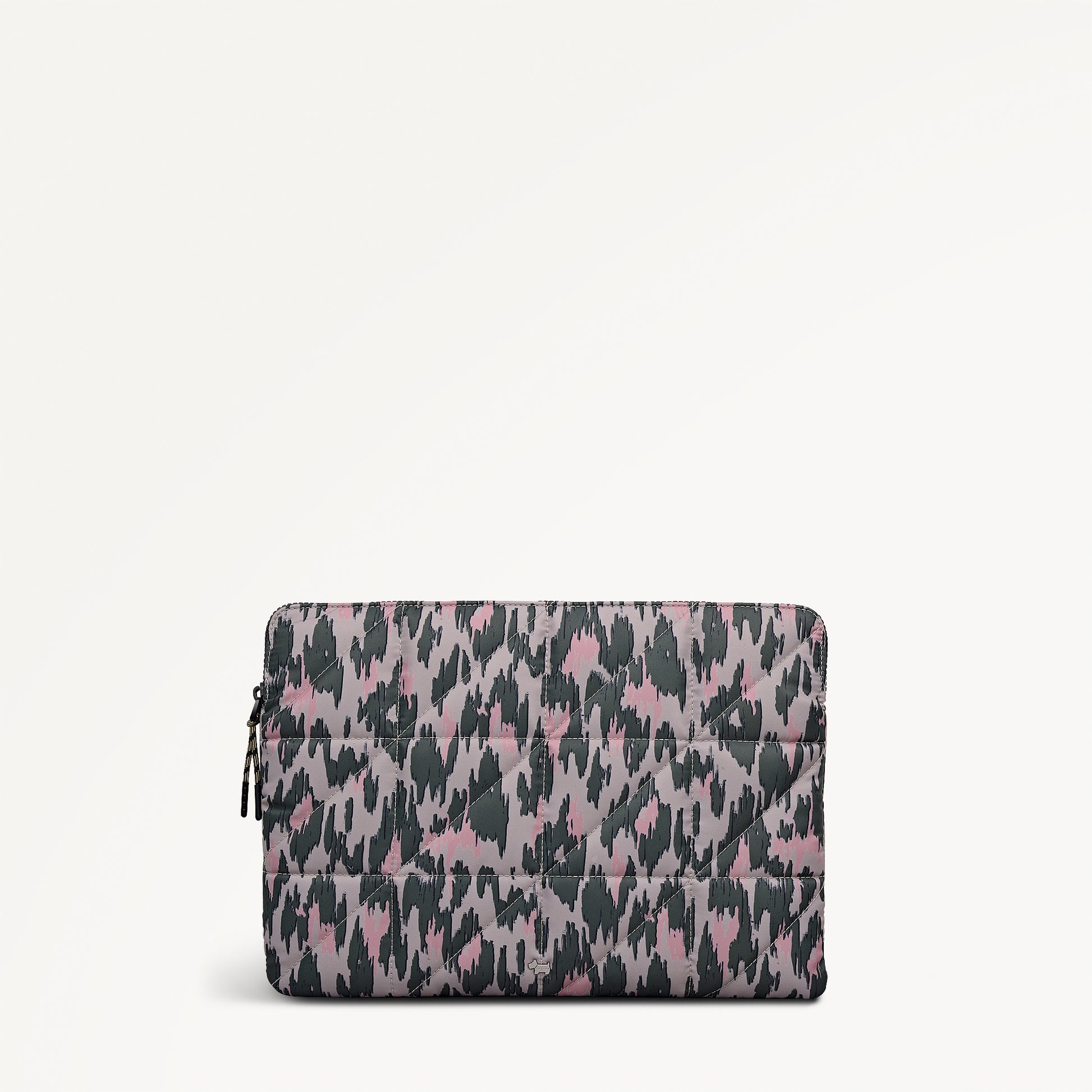 Danesfield Leopard Fabric Medium Laptop Sleeve in Hunter Green - 112807