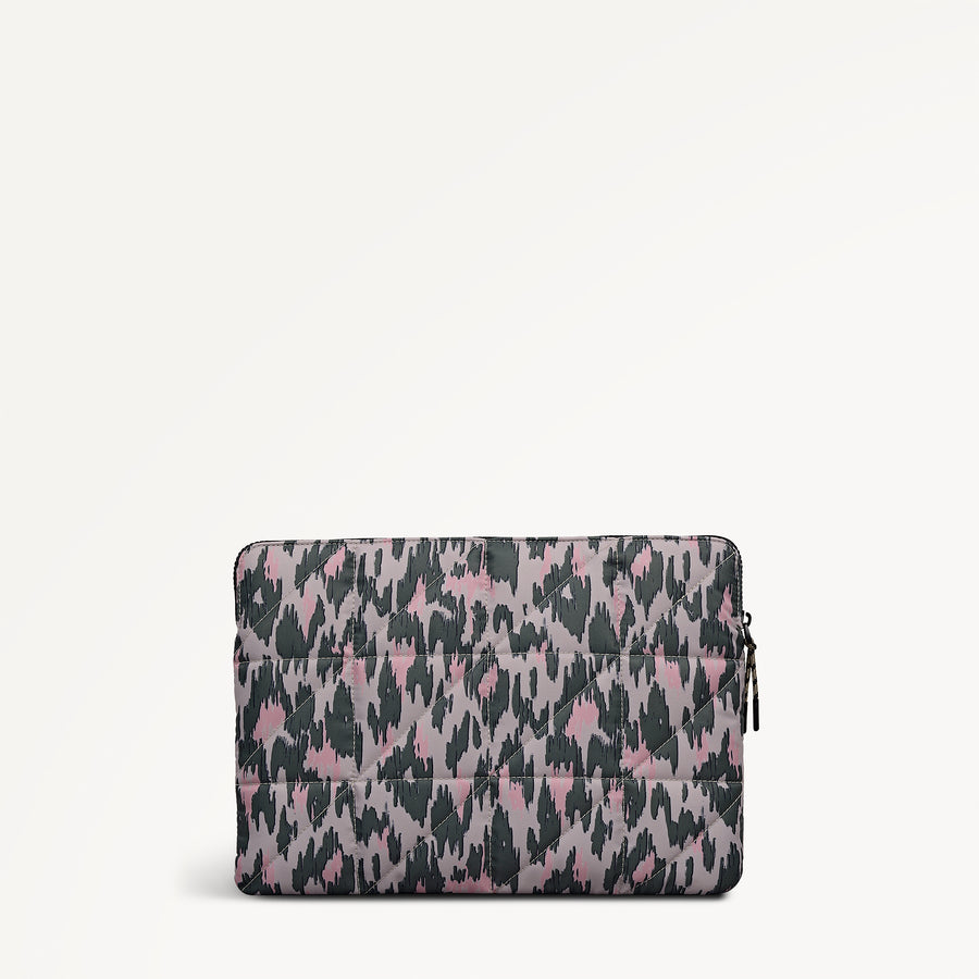 Danesfield Leopard Fabric Medium Laptop Sleeve in Hunter Green - 112807