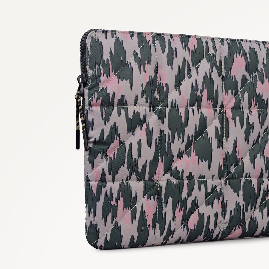 Danesfield Leopard Fabric Medium Laptop Sleeve in Hunter Green - 112807