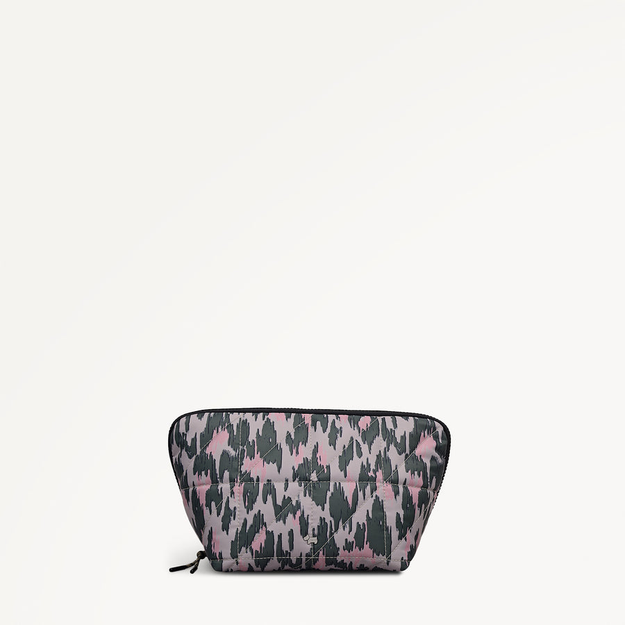 Danesfield Leopard Fabric Large Cosmetic Pouch in Hunter Green - 112808