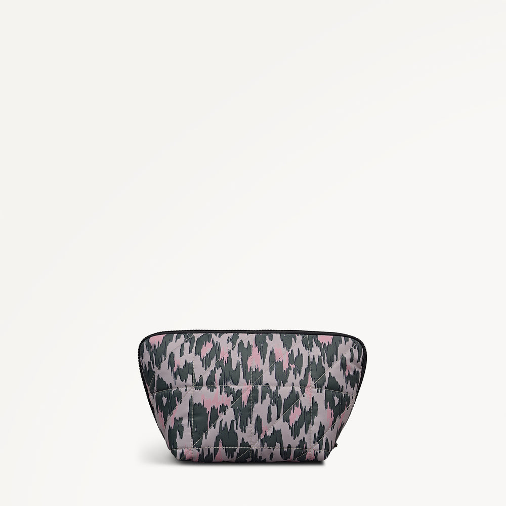 Danesfield Leopard Fabric Large Cosmetic Pouch in Hunter Green - 112808