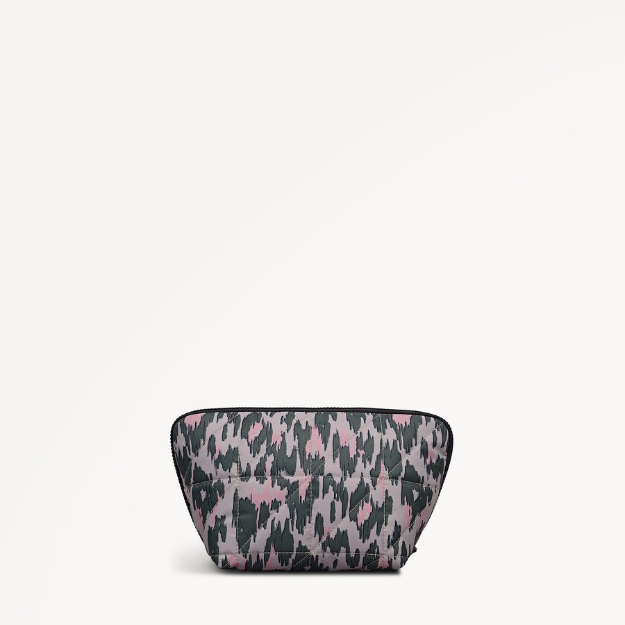 Danesfield Leopard Fabric Large Cosmetic Pouch in Hunter Green - 112808