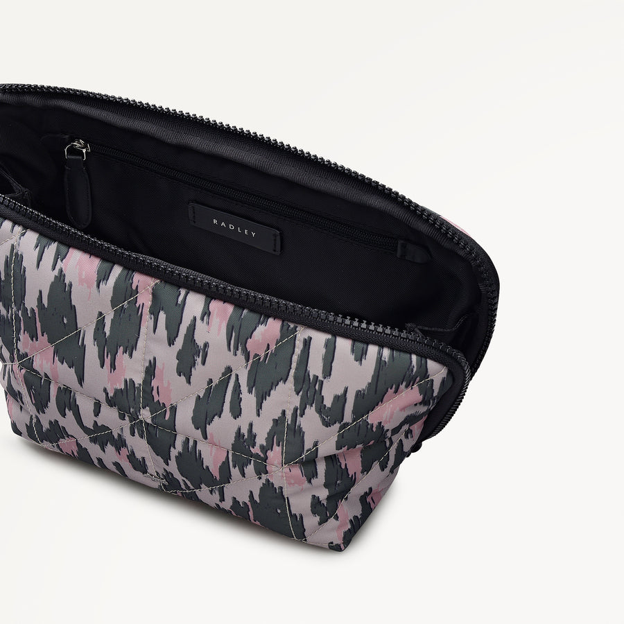 Danesfield Leopard Fabric Large Cosmetic Pouch in Hunter Green - 112808