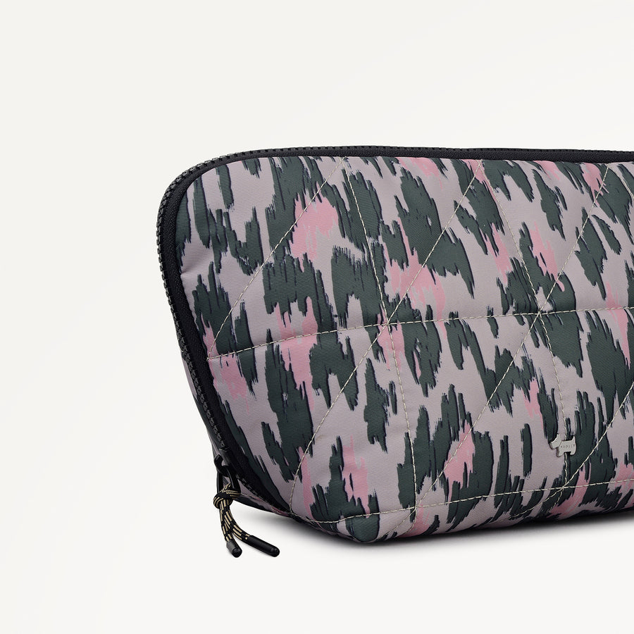 Danesfield Leopard Fabric Large Cosmetic Pouch in Hunter Green - 112808