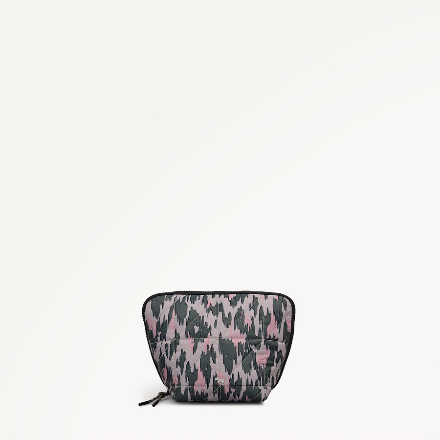 Danesfield Leopard Fabric Medium Cosmetic Pouch in Hunter Green - 112809