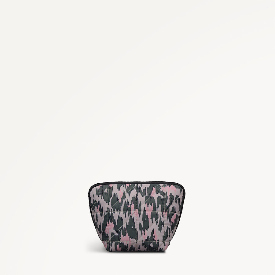 Danesfield Leopard Fabric Medium Cosmetic Pouch in Hunter Green - 112809