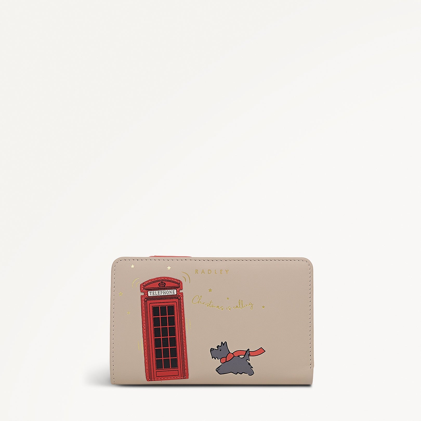 Christmas Is Calling Leather Medium Bifold Wallet in Porcini - 112813
