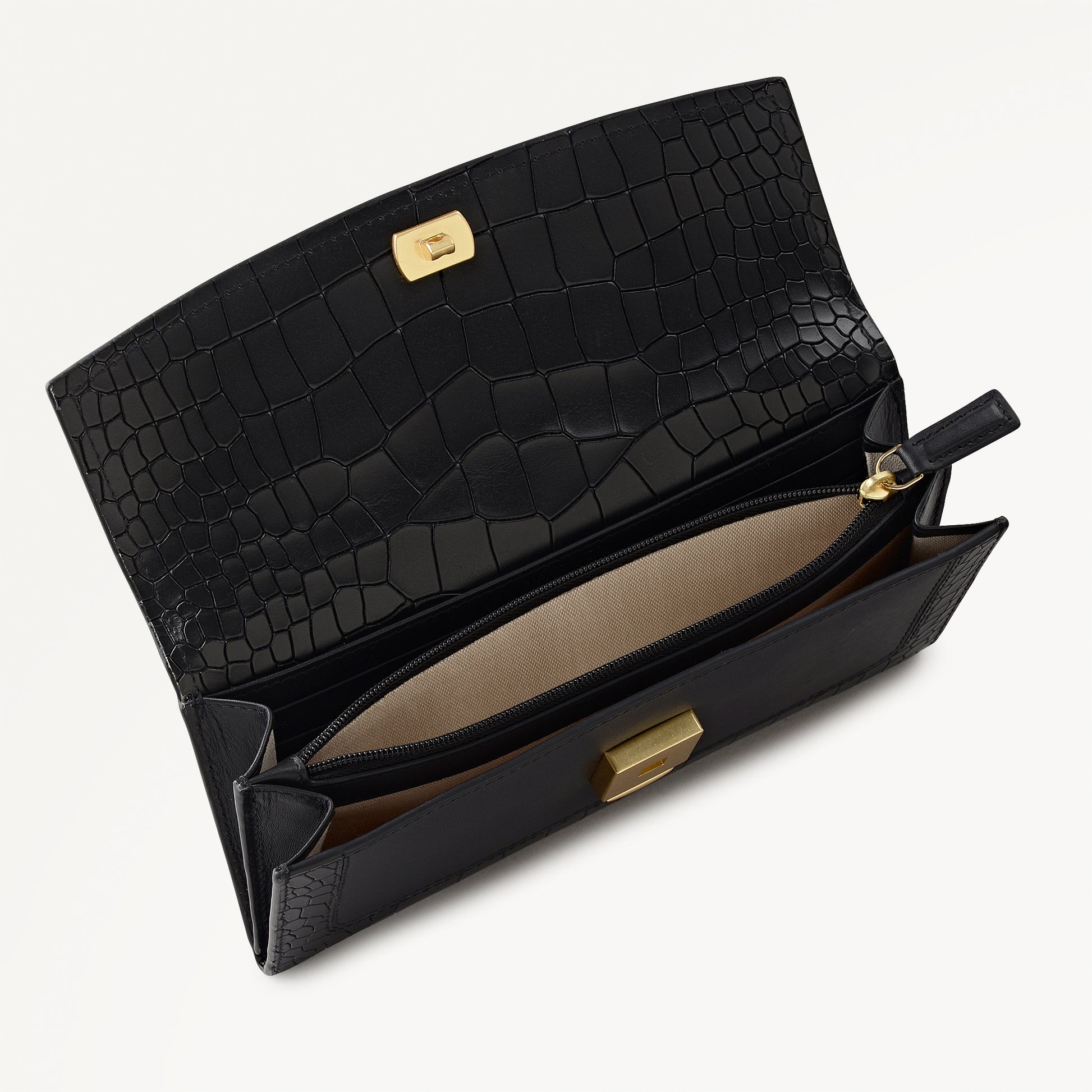 Albert Road Leather Large Flapover Wallet in Black - 112833