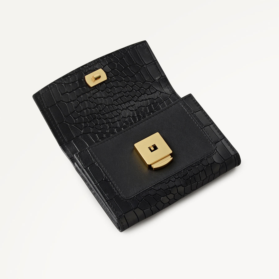 Albert Road Leather Medium Flapover Wallet in Black - 112834