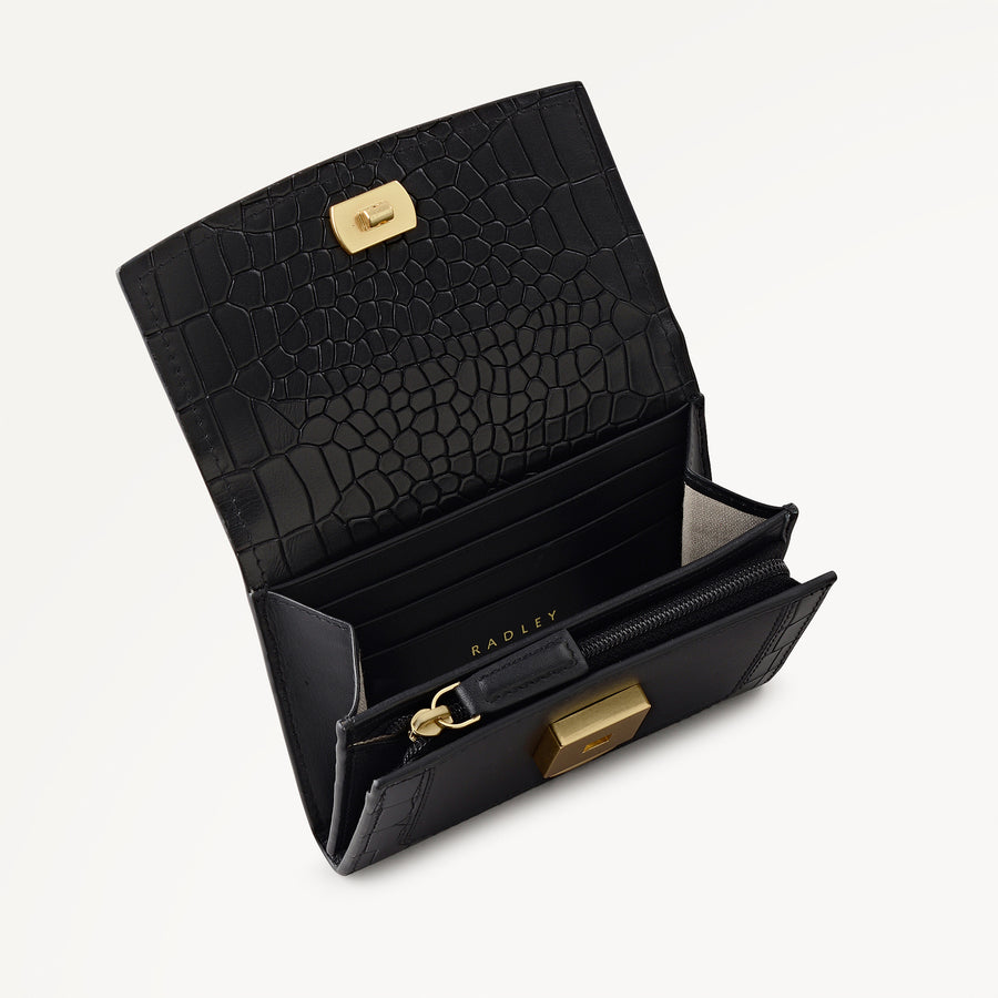 Albert Road Leather Medium Flapover Wallet in Black - 112834