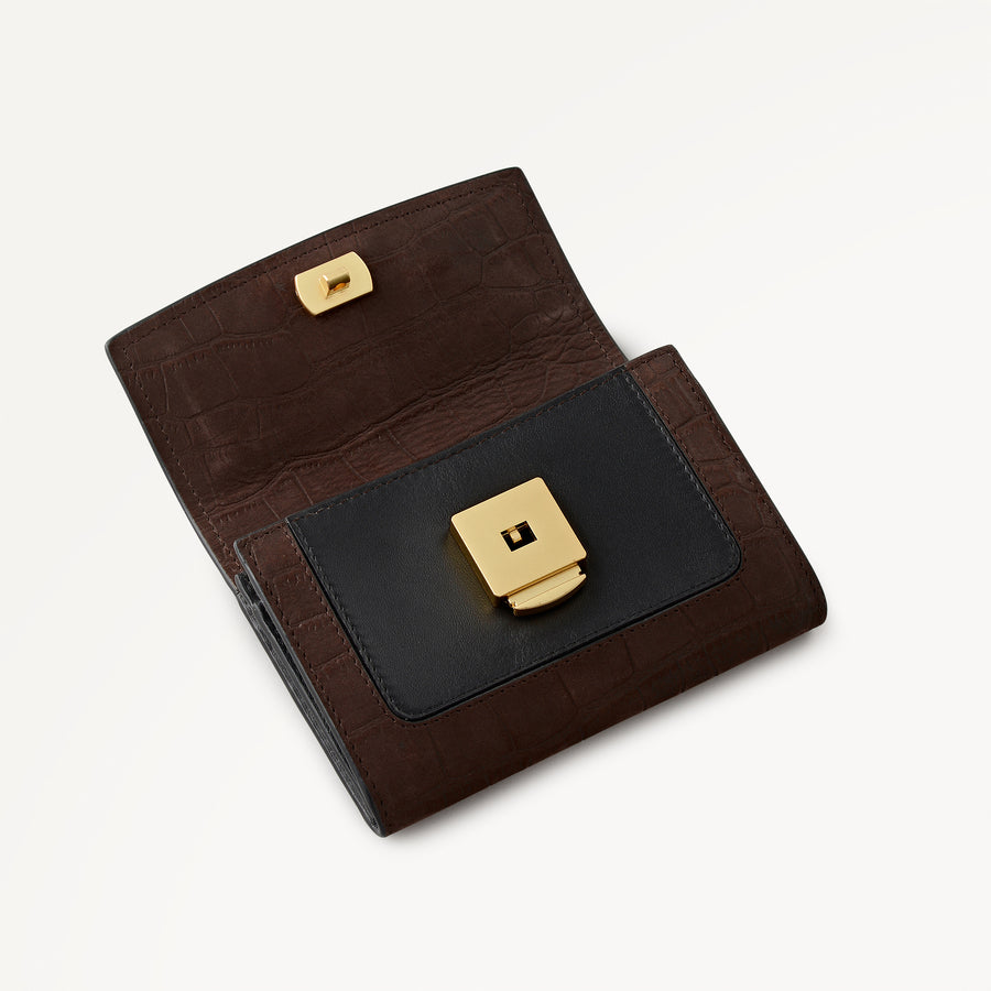 Albert Road Leather Medium Flapover Wallet in Dark Oak - 112836