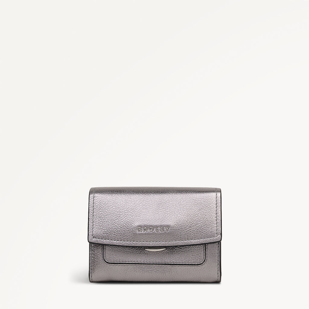 Albert Road Leather Medium Flapover Wallet in Gun Metal - 112841