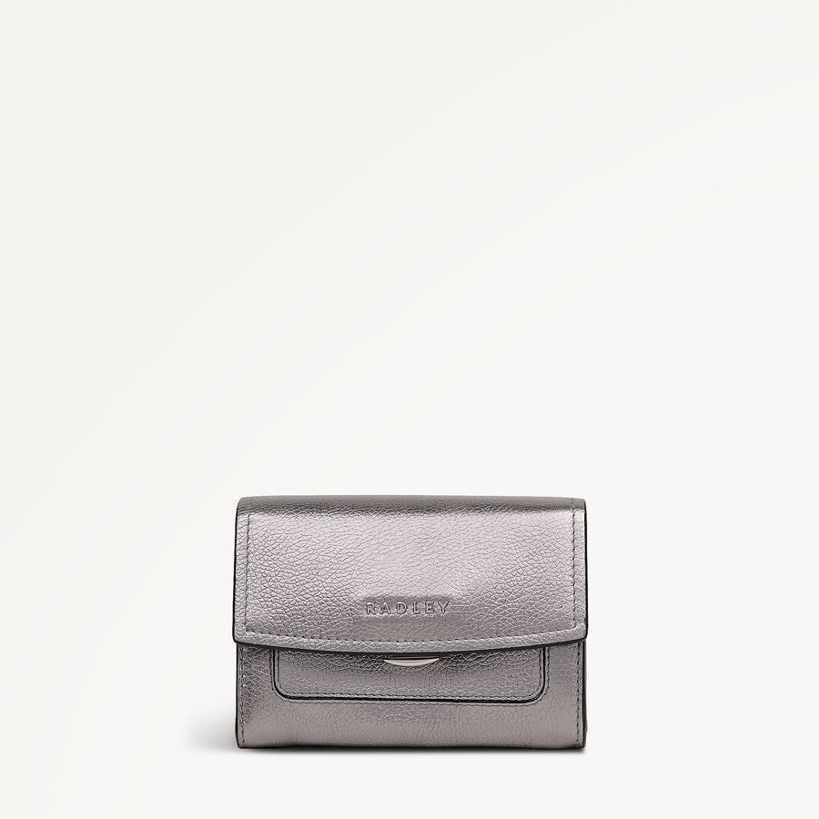 Albert Road Leather Medium Flapover Wallet in Gun Metal - 112841