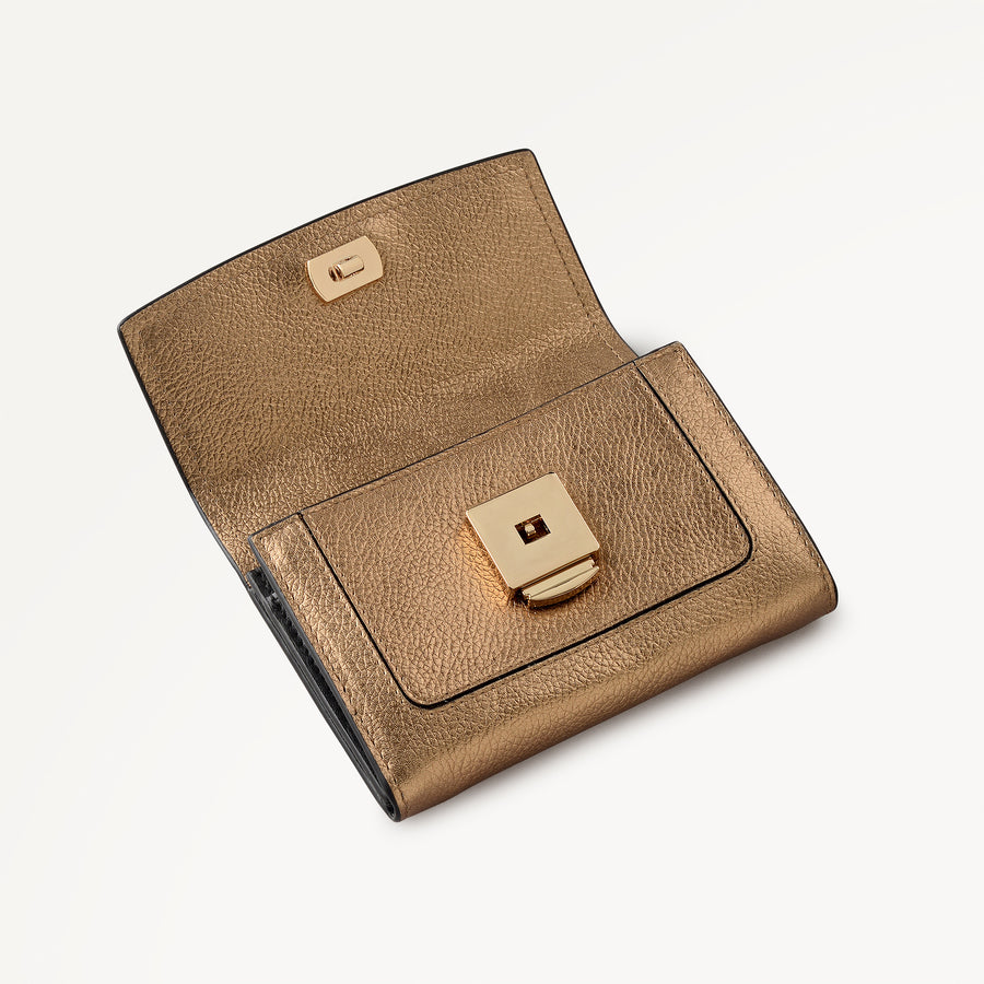 Albert Road Leather Medium Flapover Wallet in Olive Gold - 112842