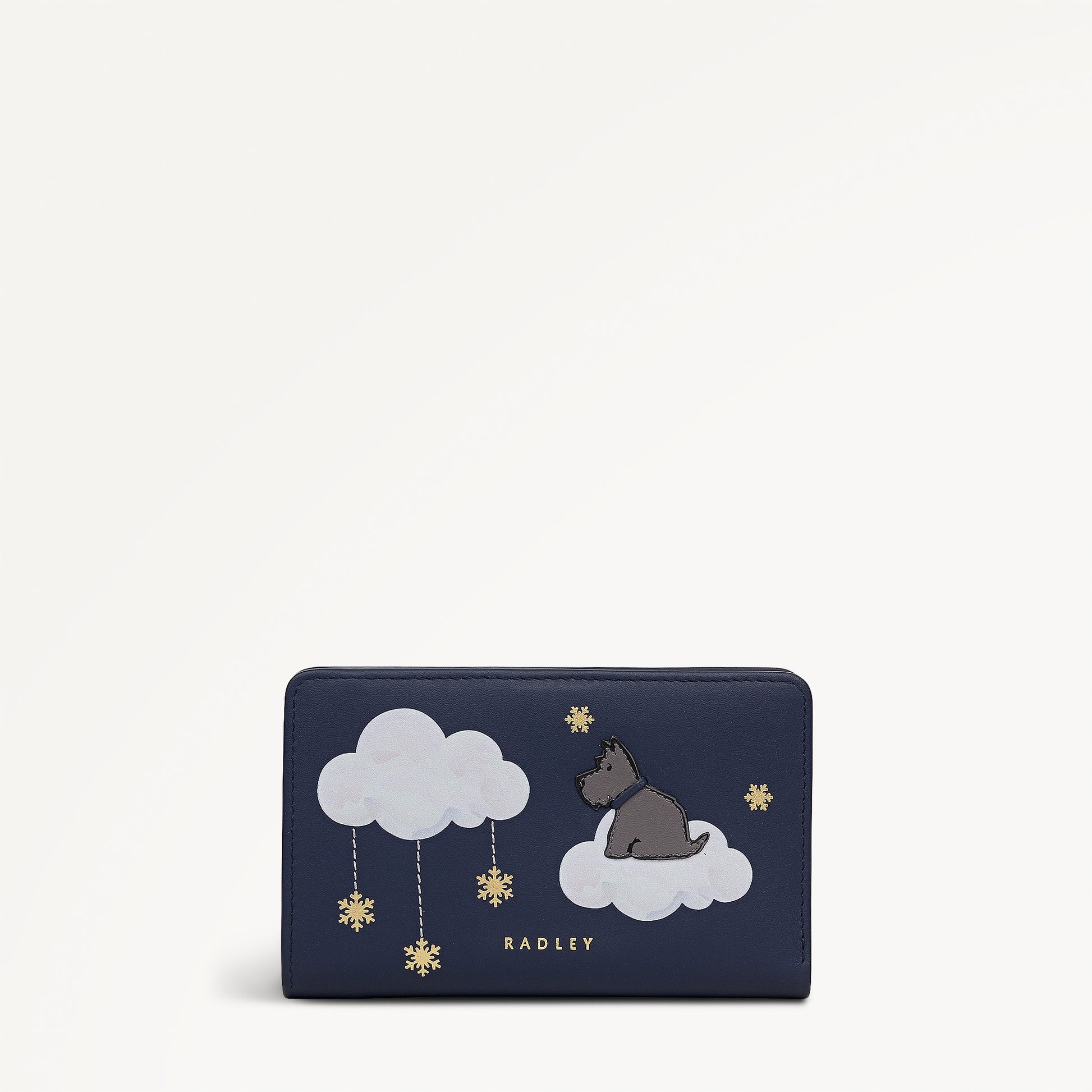 It's Written In The Snowflakes Leather Medium Bifold Wallet in Dark Blue - 112851