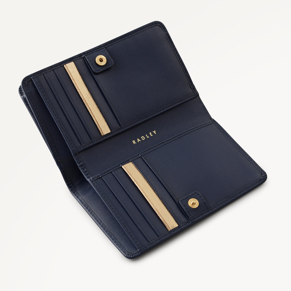 It's Written In The Snowflakes Leather Medium Bifold Wallet in Dark Blue - 112851