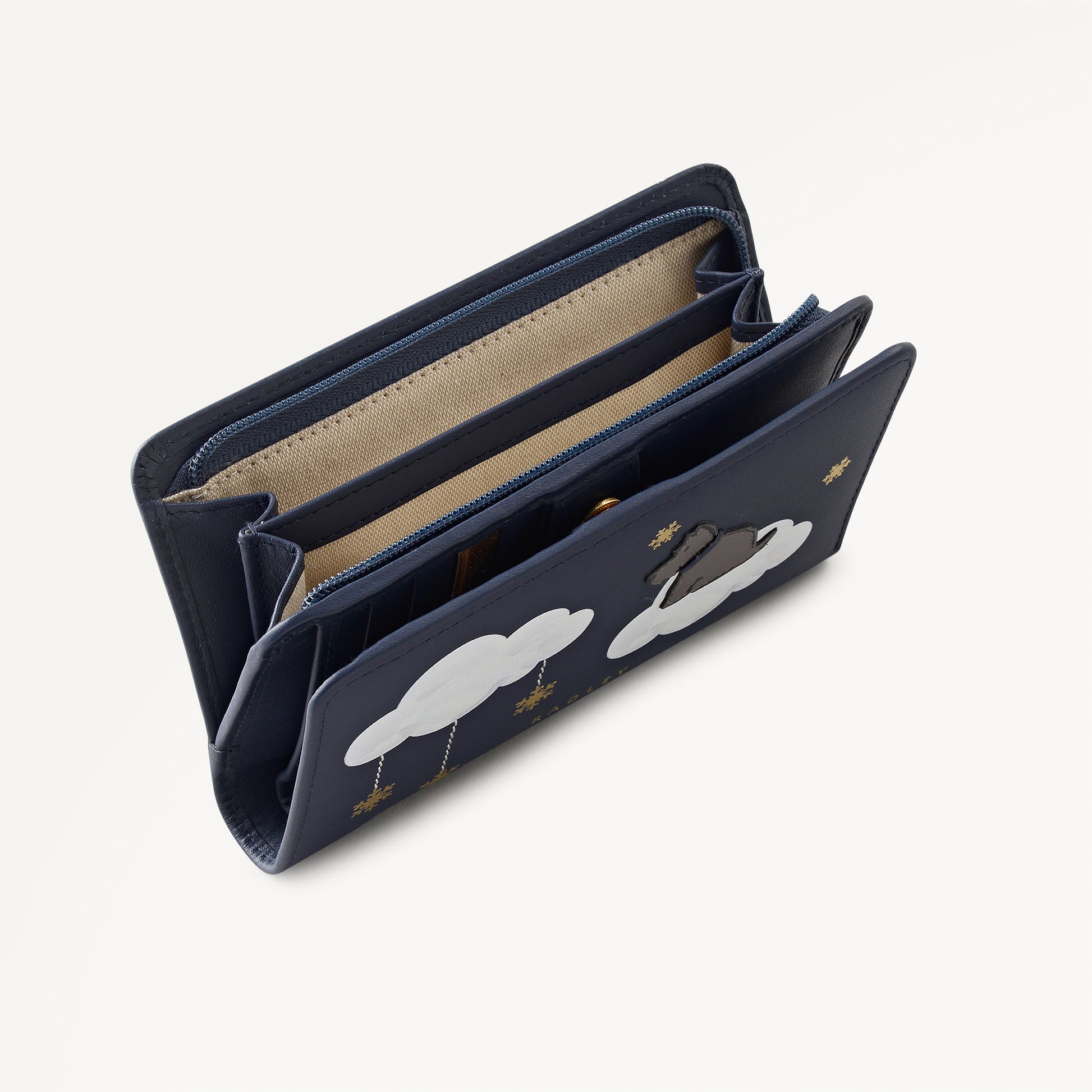 It's Written In The Snowflakes Leather Medium Bifold Wallet in Dark Blue - 112851