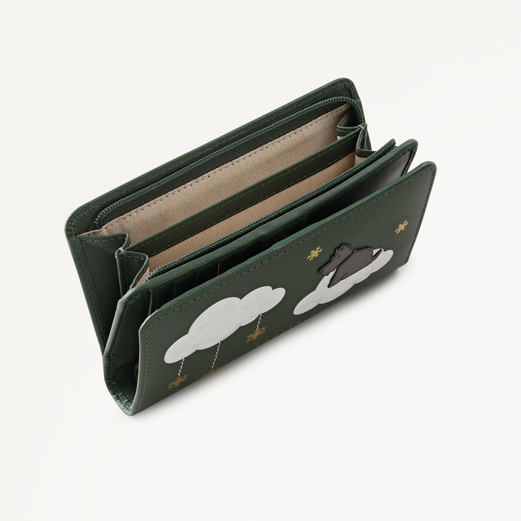 It's Written In The Snowflakes Leather Medium Bifold Wallet in Racing Green - 112852