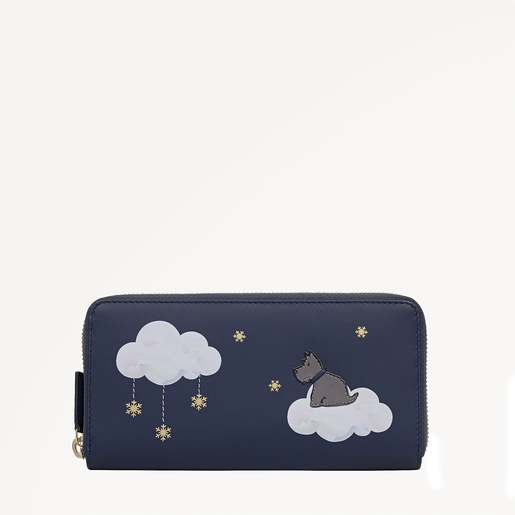 It's Written In The Snowflakes Leather Large Zip Around Wallet in Dark Blue - 112854