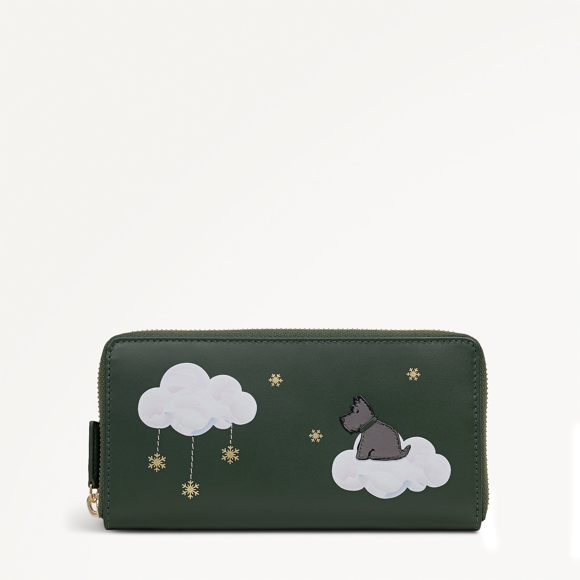 It's Written In The Snowflakes Leather Large Zip Around Wallet in Racing Green - 112855